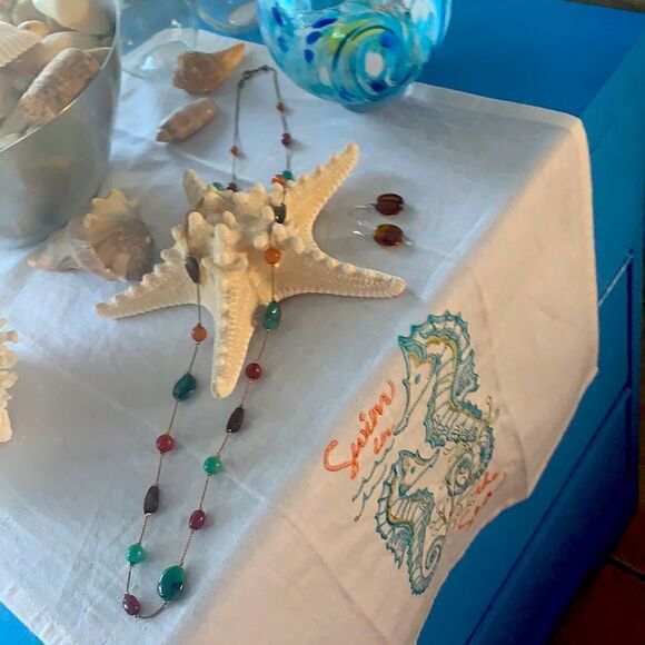 Necklace and Earrings Earth Tone Stone - Picture 4 of 5